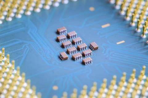 Computer chip cpu, close up, Computer technology 스톡 사진
