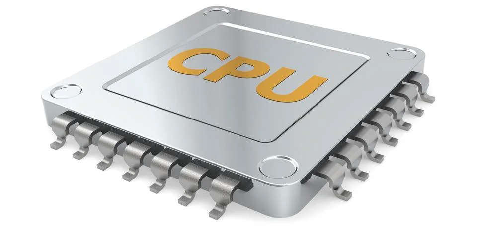 Computer chip CPU isolated on white background 스톡 일러스트