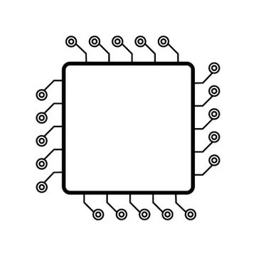 Computer chip CPU line icon isolated. Accessories for digital devices Stock Illustration