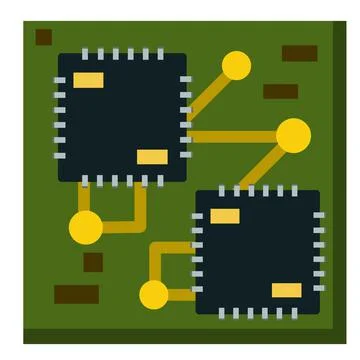 Computer chip. Digital chip. Electronic part of the Board. Stock Illustration
