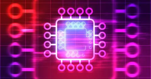 Computer chip digital hologram infographic digital bg. CPU processor mother.. Illustrazione stock