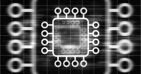 Computer chip digital hologram infographic digital bg. CPU processor mother.. Stock Illustration