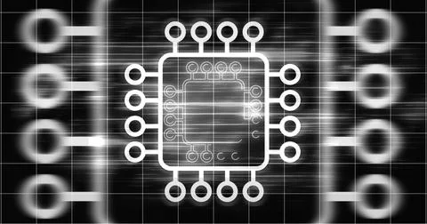 Computer chip digital hologram infographic digital bg. CPU processor mother.. Illustrazione stock