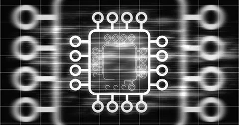 Computer chip digital hologram infographic digital bg. CPU processor mother.. Illustrazione stock