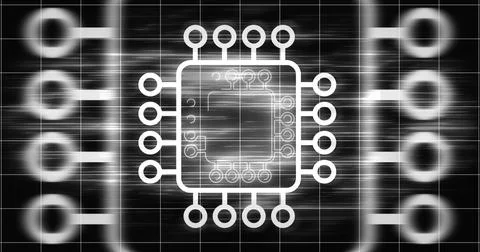 Computer chip digital hologram infographic digital bg. CPU processor mother.. Illustrazione stock
