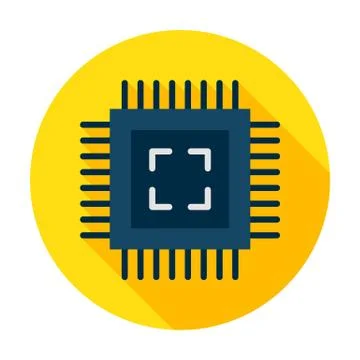 Computer Chip Flat Circle Icon Stockillustratie