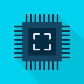 Computer Chip Flat Icon 스톡 일러스트