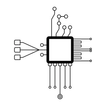 Computer chip frame isolated. Accessories for digital devices Stock Illustration