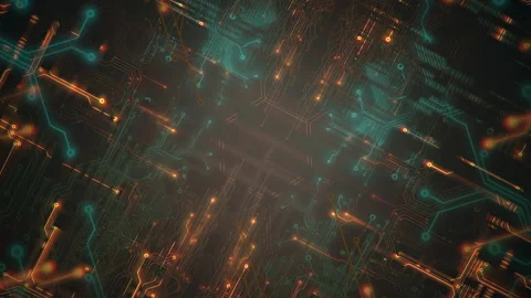 Computer chip on futuristic pattern Stock Footage 199092842
