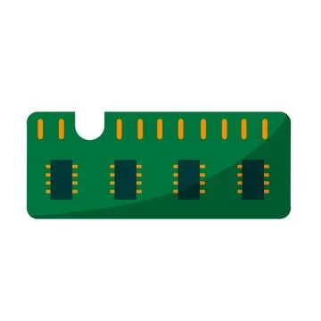 Computer Chip Hardware. Green microchip. Microprocessor and microcircuit icon Stock Illustration