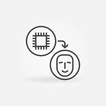 Computer Chip for Humans vector thin line concept icon Stock Illustration