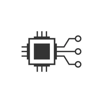 Computer chip icon in flat style. Circuit board vector illustration on white  Stock Illustration