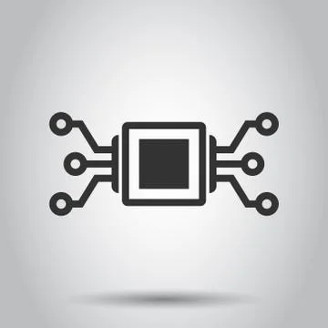 Computer chip icon in flat style. Circuit board vector illustration on white  Illustrazione stock