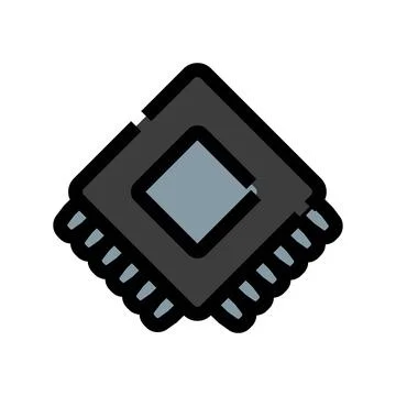 Computer chip icon processing digital information technology Illustrazione stock