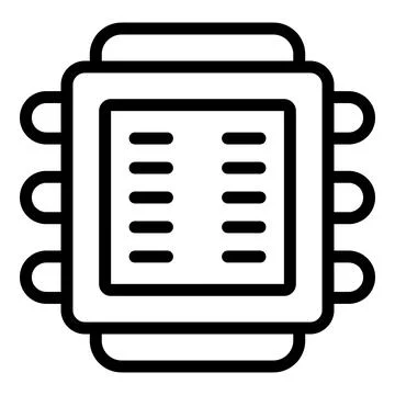 Computer chip icon representing central processing unit processing data Illustrazione stock