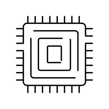 Computer chip icon representing digital technology and data processing 스톡 일러스트