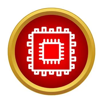 Computer chip icon representing digital technology and computing Illustrazione stock