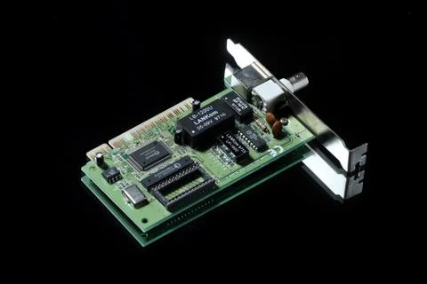 Computer chip isolated on a black background Stock Photos