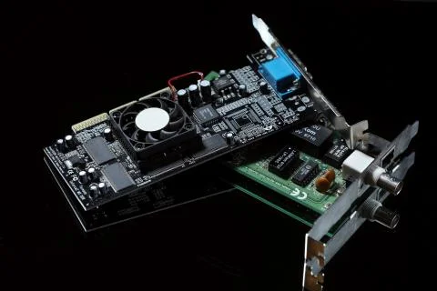 Computer chip isolated on a black background Stock Photos