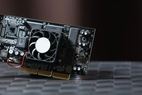 Computer chip isolated on a dark background Stock Photos