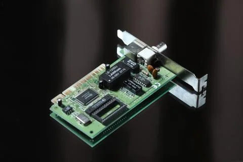 Computer chip isolated on a dark background Stock Photos