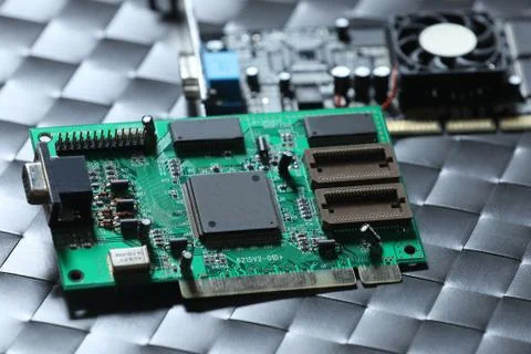 Computer chip isolated on a grey background Stock Photos