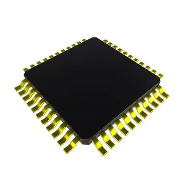 Computer Chip isolated on white background Stock Photos