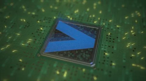 Computer chip with the logo of ACCENTURE. Conceptual editorial 3d rendering Stock Illustration