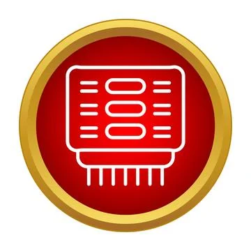 Computer chip managing data in simple icon style Illustrazione stock