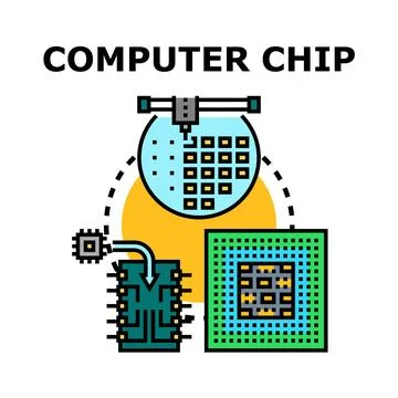 Computer chip manufacturing process and electronic components assembling Stock Illustration