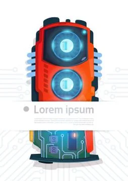 Computer Chip Micro Processor Motherboard System Banner With Copy Space Circuit 스톡 일러스트