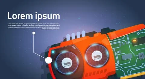 Computer Chip Micro Processor Motherboard System Banner With Space For Text Illustrazione stock