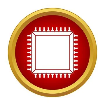 Computer chip microchip cpu processor icon in red circle Stock-Illustration