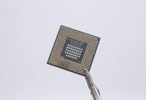 A computer chip, microchip or integrated circuit Stock Photos