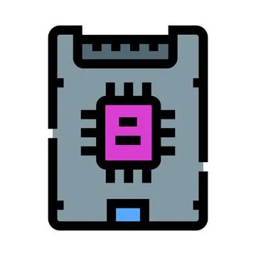 Computer chip microprocessor circuit board electronic component icon Stockillustratie