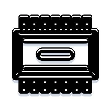 Computer chip microprocessor component with electronic pins Stock Illustration
