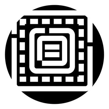 Computer chip microprocessor icon representing digital technology Stock Illustration