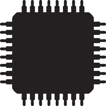 Computer Chip Microprocessor Silhouette Vector Icon イラスト素材