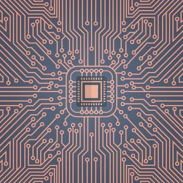 Computer Chip Moterboard Network Data Center System Concept Banner Stock Illustration