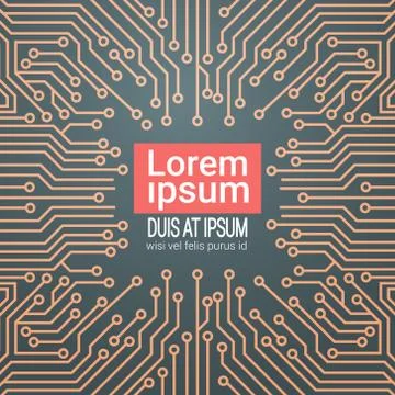 Computer Chip Moterboard Network Data Center System Concept Banner With Copy 스톡 일러스트