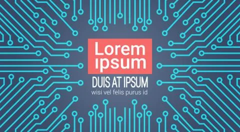 Computer Chip Moterboard Network Data Center System Concept Banner With Copy Illustrazione stock