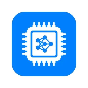Computer chip with neural network icon for artificial intelligence and mach.. 库存插图