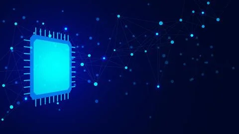 Computer chip or cpu chipset with connecting dots and lines. イラスト素材