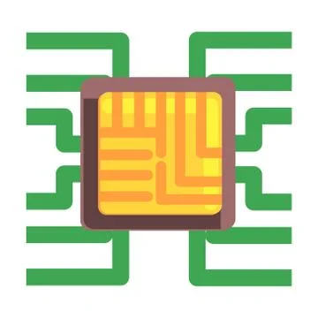 Computer Chip Plugged To The Maternal Board, Part Of Futuristic Robotic And IT Stock Illustration