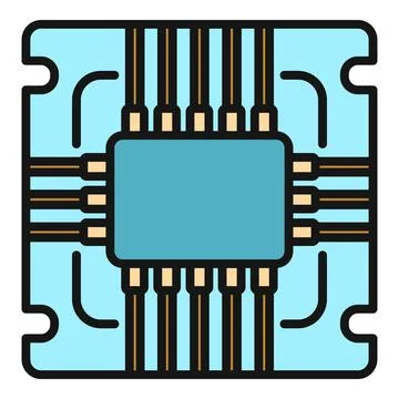 Computer chip processing data with digital technology concept Stock Illustration