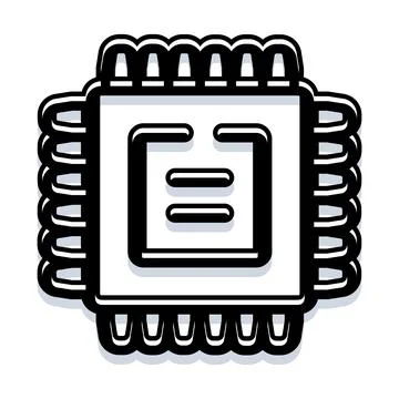 Computer chip processing data icon illustrating technology 스톡 일러스트