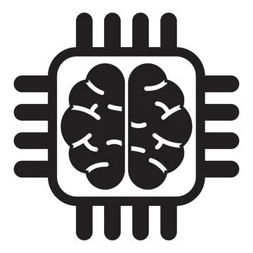 Computer chip processing unit with brain showing the concept of artificial in Stock Illustration