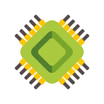 Computer chip processing unit with connecting pins イラスト素材