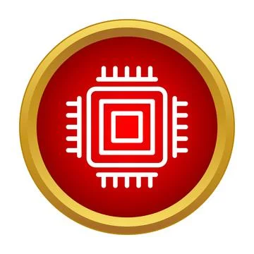 Computer chip processor icon illustrating technology and microelectronics Stock Illustration