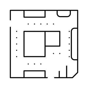 Computer chip processor integrated circuit outline icon Stockillustratie